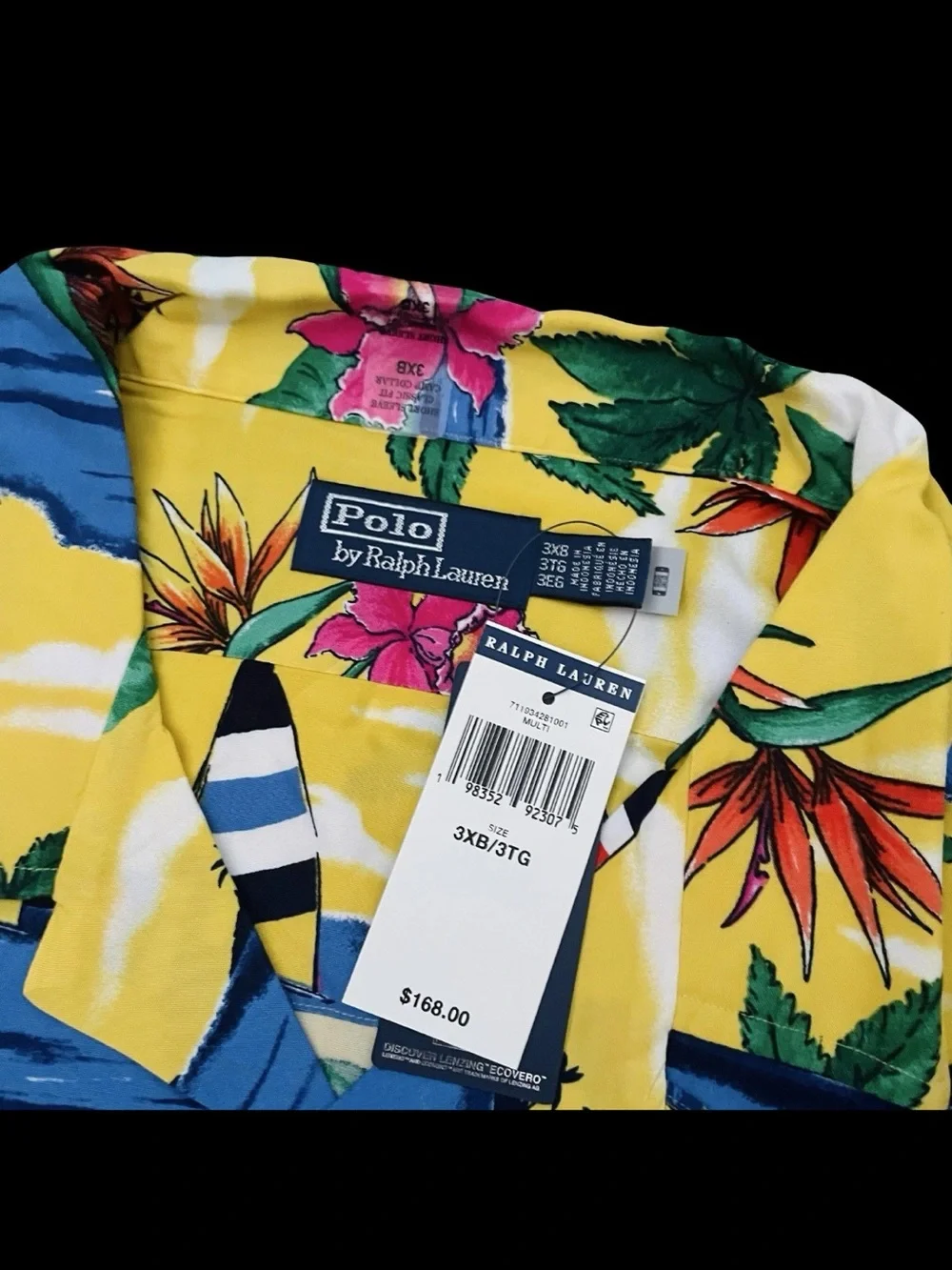 Polo Ralph Lauren Hawaiian Camp Shirt Yellow Tropical Sailboat Size 3XB $168
